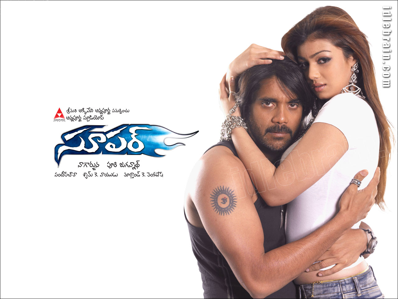 Super - Telugu film wallpapers - Nagarjuna, Ayesha Takia & Anushka