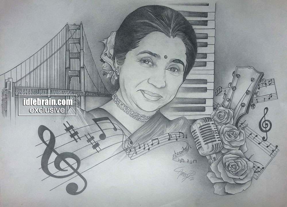 I LOVE MOVIES Asha Bhosle  My pencil drawings  Birthday greetings