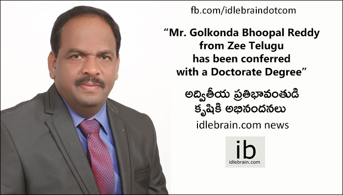 “Mr. Golkonda Bhoopal Reddy from Zee Telugu has been conferred with a ...